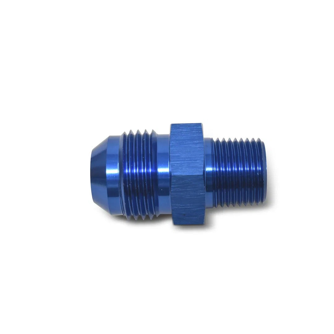 660510 – RUSSELL/EDEL Adapter Fitting, -12 AN To 3/4 Inch NPT Anodized Blue Aluminum Single